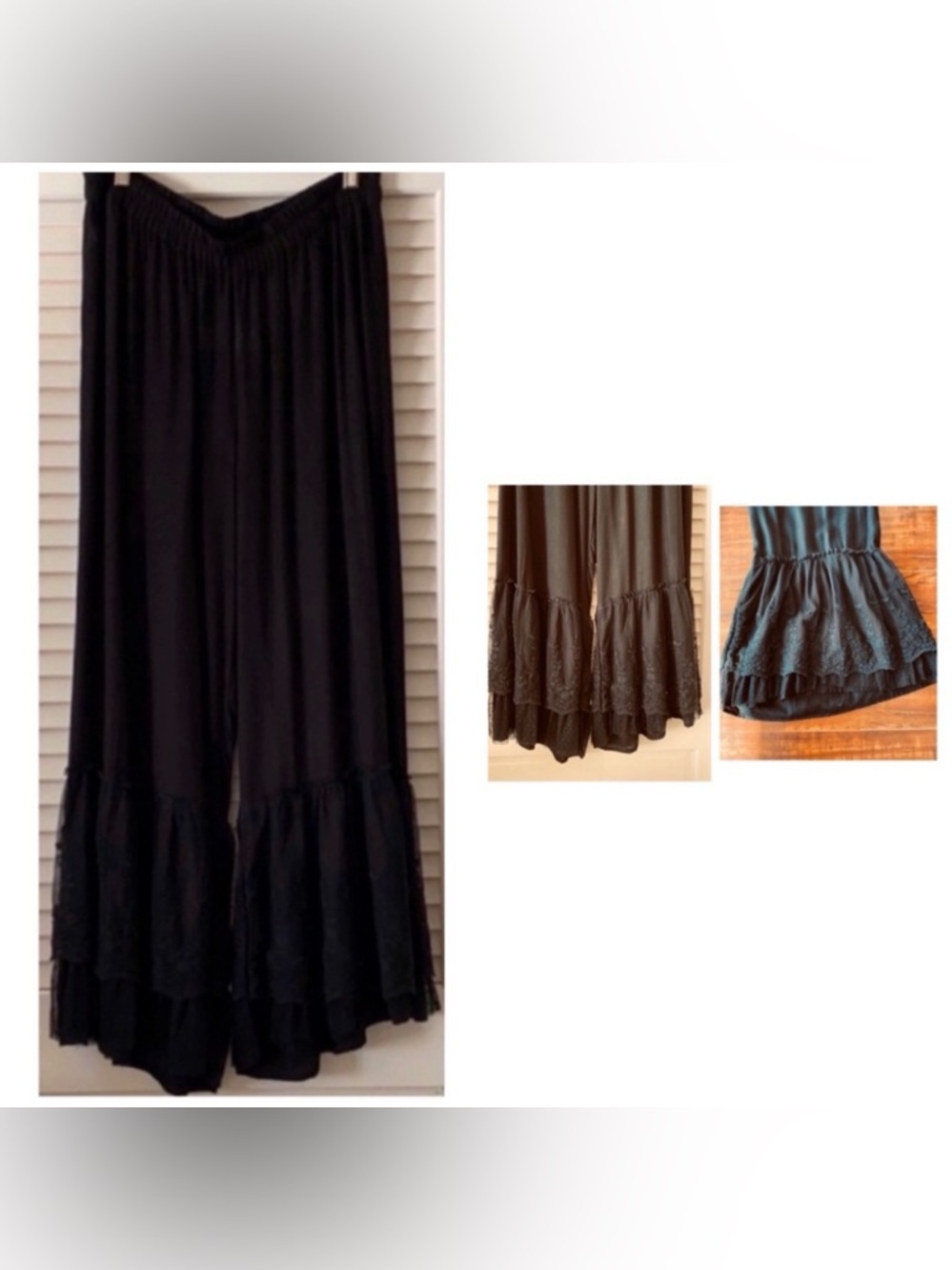 Avani Del Amour Black Crop Layered Lace End Pants